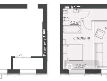 2-комнатная квартира, этаж 4 из 6, 53 м², миниатюра 1