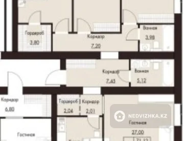 3-бөлмелі пәтер, қабат 3 барлық қабат саны 12, 83 м², 3-нобай