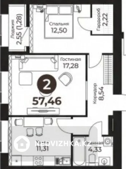 4-бөлмелі пәтер, қабат 5 барлық қабат саны 12, 114 м², 2-фотосурет
