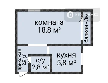 1-комнатная квартира, этаж 4 из 4, 31 м², миниатюра 2