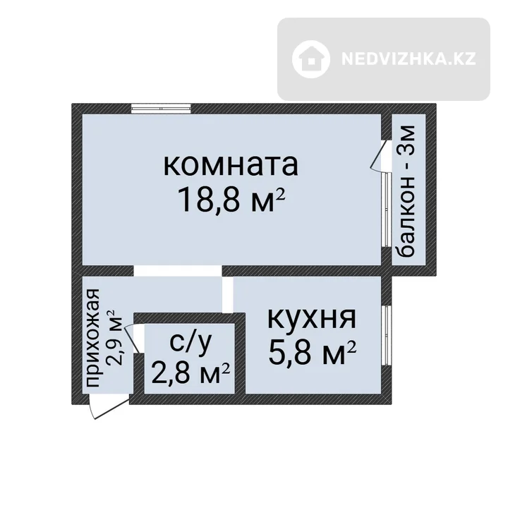 1-комнатная квартира, этаж 4 из 4, 31 м², фотография 2