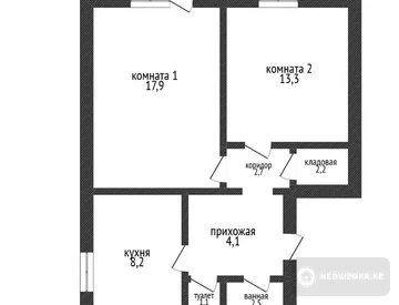 2-комнатная квартира, этаж 3 из 5, 54 м², миниатюра 10