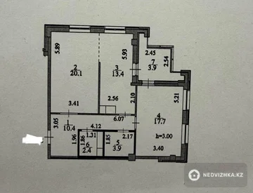 2-бөлмелі пәтер, қабат 4 барлық қабат саны 10, 72 м², 9-нобай