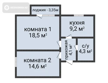 2-комнатная квартира, этаж 7 из 9, 52 м², миниатюра 2