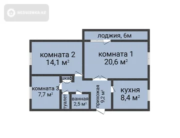 3-комнатная квартира, этаж 2 из 5, 65 м², миниатюра 2