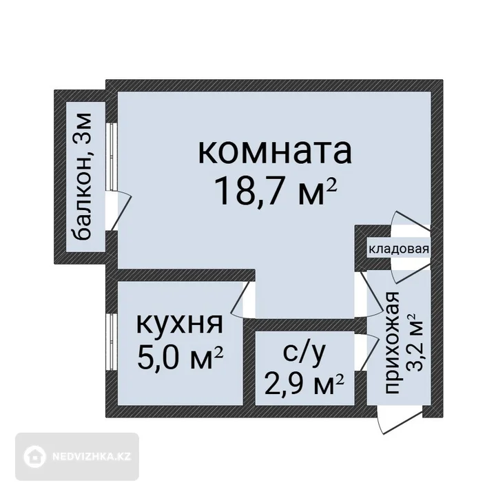 1-комнатная квартира, этаж 5 из 5, 30 м², фотография 2