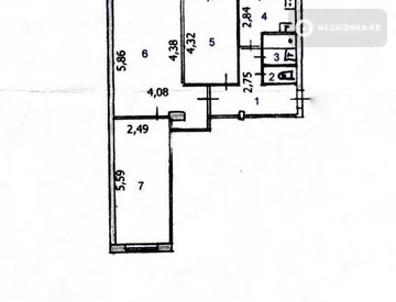 3-комнатная квартира, этаж 2 из 5, 61 м², миниатюра 1