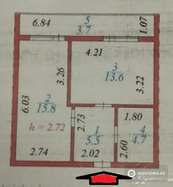 1-комнатная квартира, этаж 11 из 12, 43 м², фотография 2