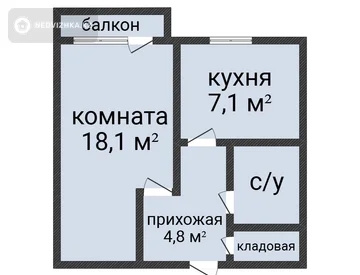 1-комнатная квартира, этаж 4 из 5, 36 м², миниатюра 2