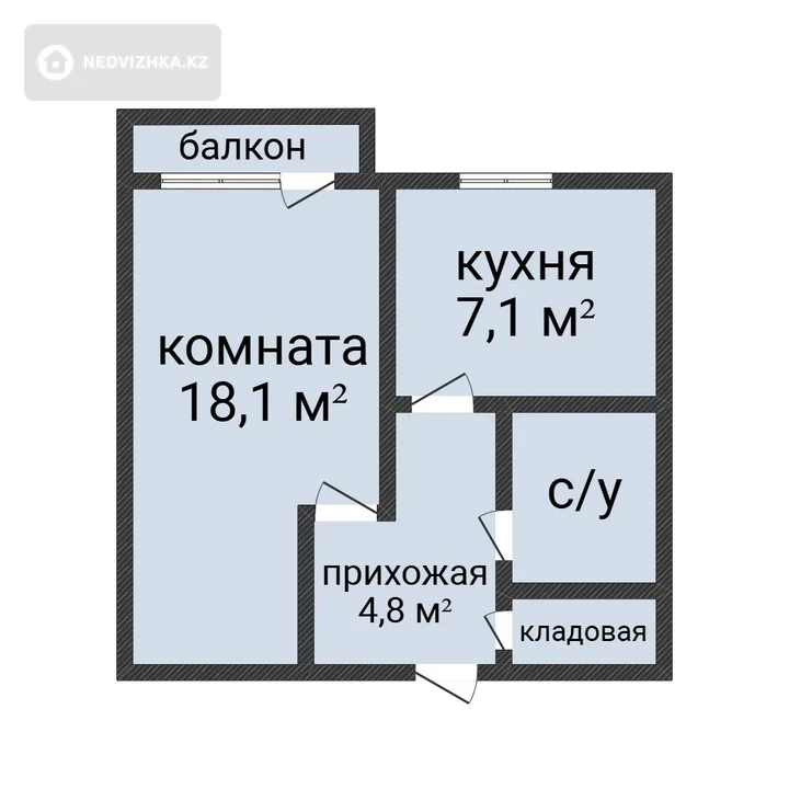 1-комнатная квартира, этаж 4 из 5, 36 м², фотография 2