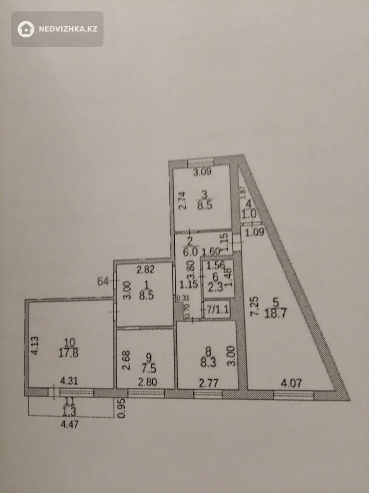 4-комнатная квартира, этаж 9 из 9, 81 м²