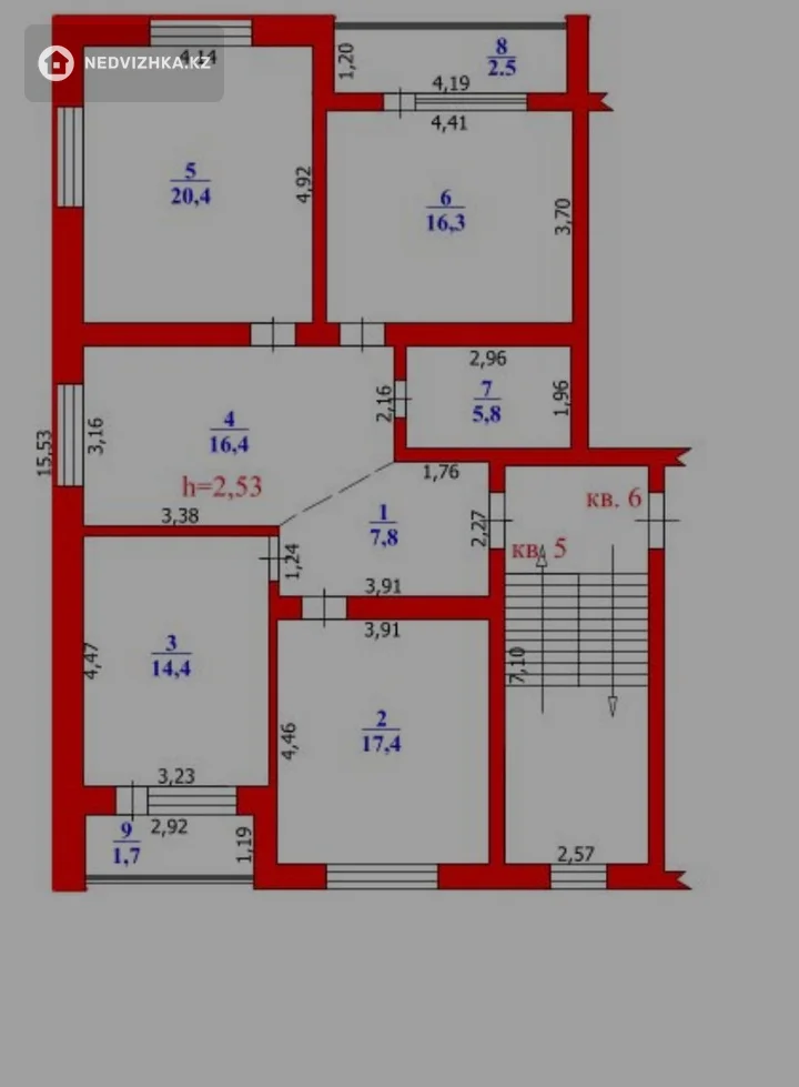 3-комнатная квартира, этаж 3 из 3, 103 м², фотография 2