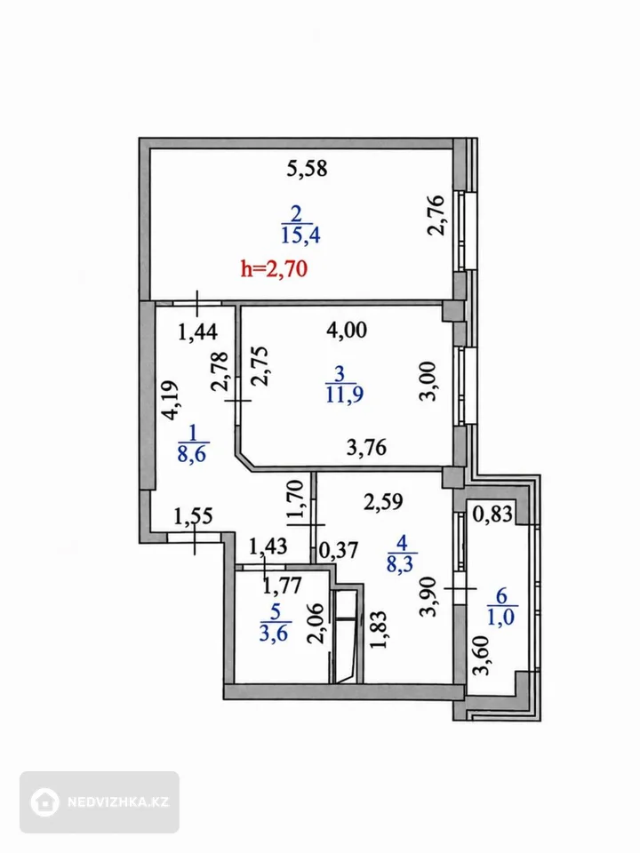 2-комнатная квартира, этаж 3 из 7, 49 м², фотография 2
