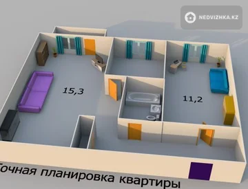 2-комнатная квартира, этаж 3 из 3, 40 м², миниатюра 4