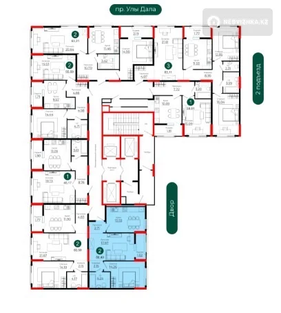 2-комнатная квартира, этаж 18 из 18, 56 м², фотография 5