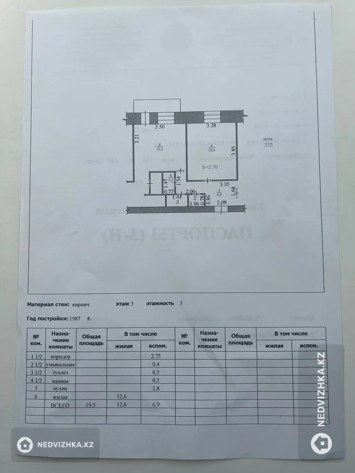 1-комнатная квартира, этаж 3 из 5, 20 м², фотография 2