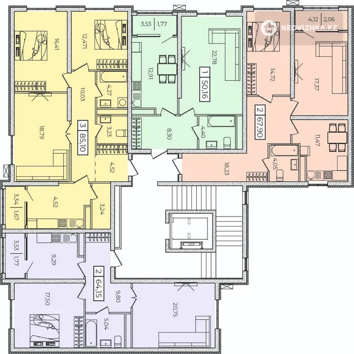 2-комнатная квартира, этаж 6 из 6, 69 м², фотография 5