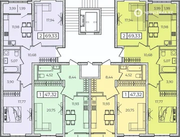 2-комнатная квартира, этаж 6 из 6, 69 м², миниатюра 6