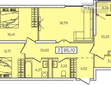 2-комнатная квартира, этаж 6 из 6, 69 м², миниатюра 8