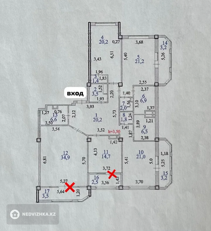 4-комнатная квартира, этаж 5 из 7, 173 м², фотография 2