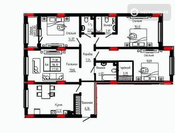 4-комнатная квартира, этаж 2 из 9, 118 м², миниатюра 2