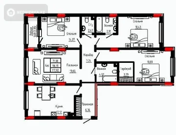 4-комнатная квартира, этаж 2 из 9, 118 м², миниатюра 2