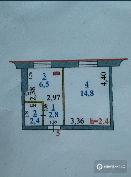 1-комнатная квартира, этаж 2 из 2, 27 м², фотография 2