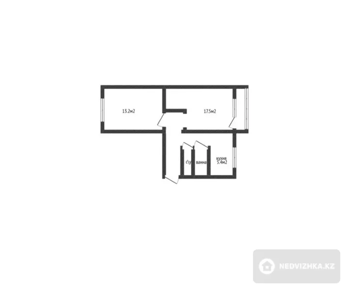 2-комнатная квартира, этаж 5 из 5, 45 м²